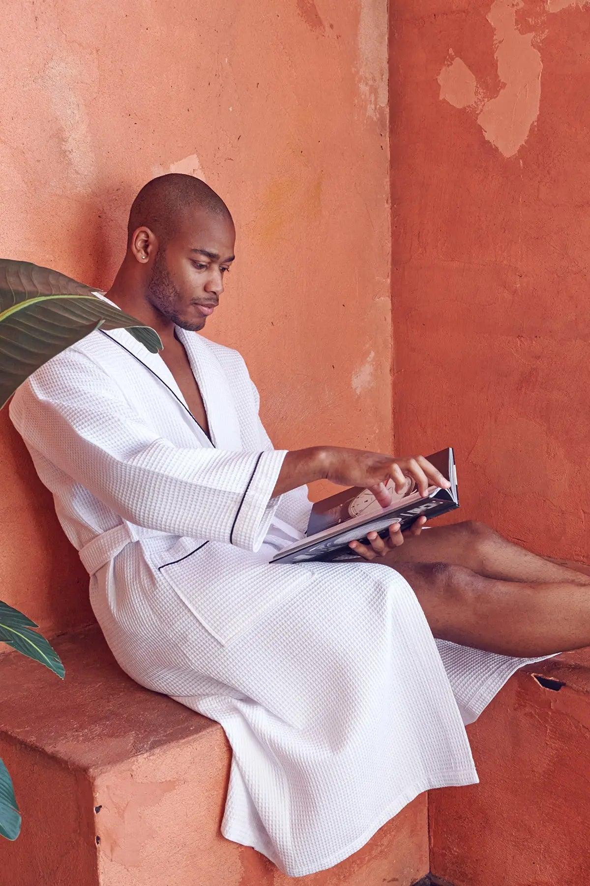 Premium Waffle Piping Robe for Men - Concordia Style Boutique