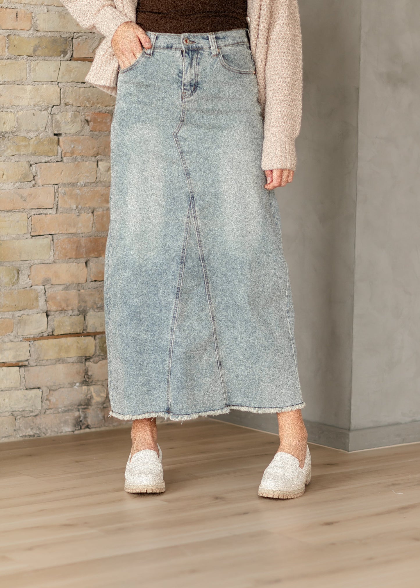 Piper A-line Long Denim Maxi Skirt - Concordia Style Boutique