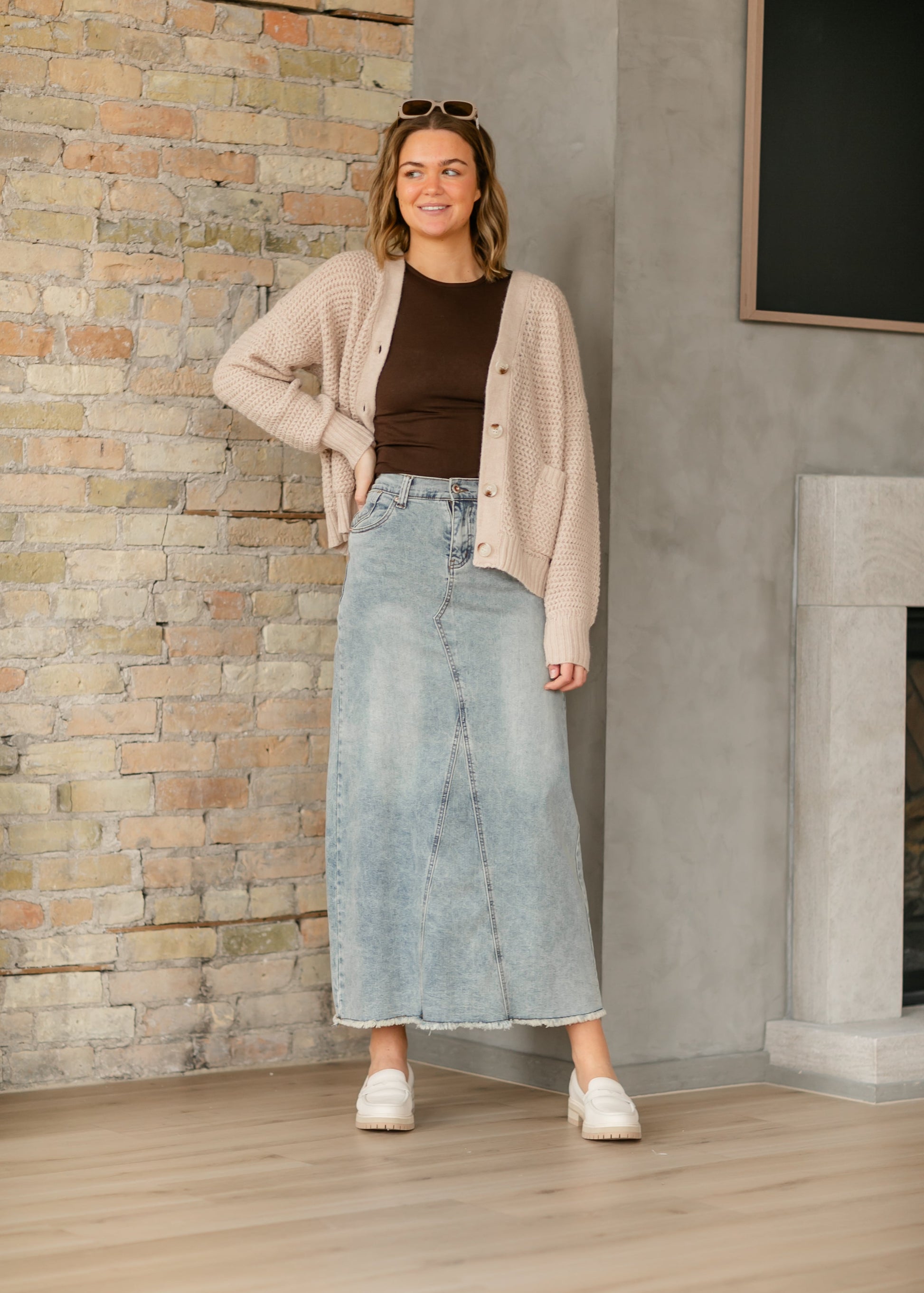 Piper A-line Long Denim Maxi Skirt - Concordia Style Boutique