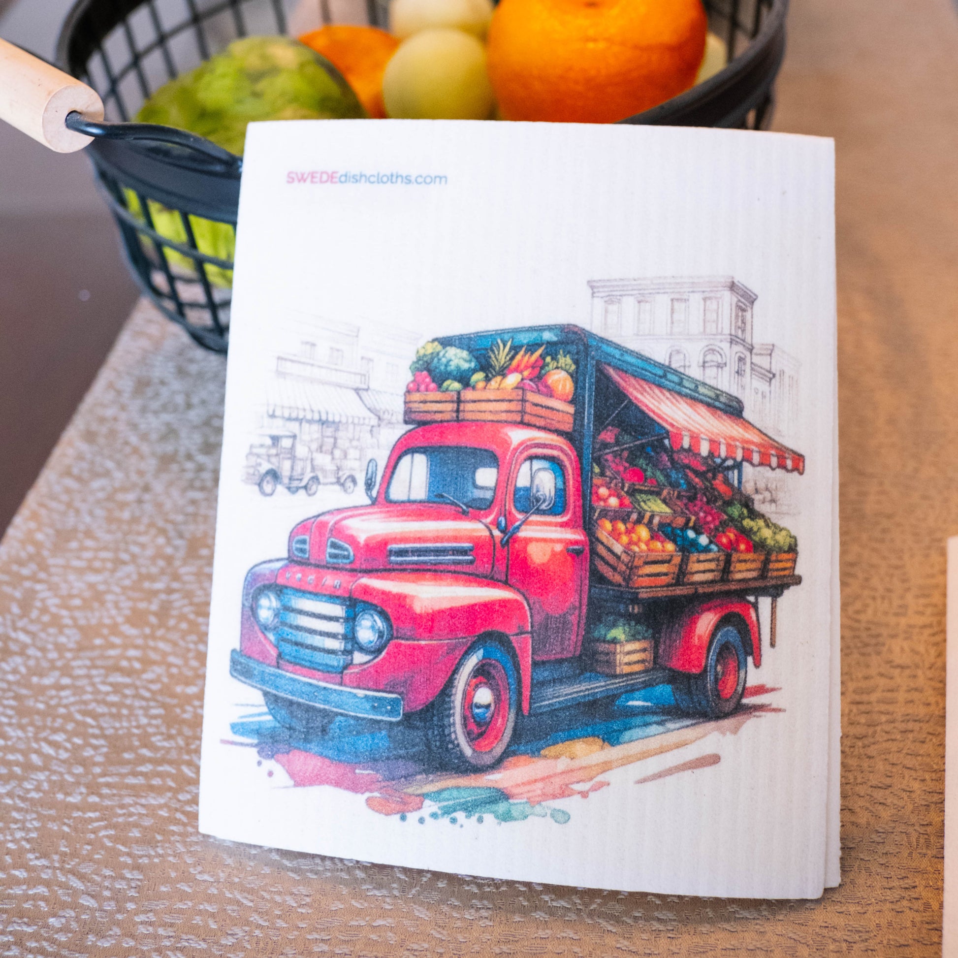 Eco-Friendly Swedish Dishcloths - Red Produce Truck Set of 3 (Paper Towel Replacements) - Concordia Style Boutique
