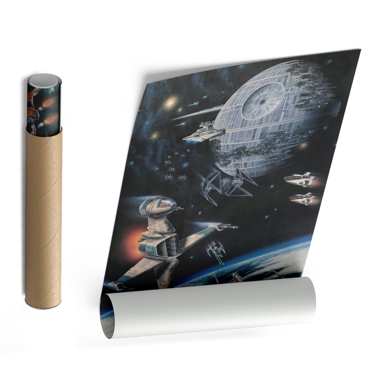 Death Star, Star Destroyer, Battle, TIE Interceptor Canvas Wall Art Decor - Star Wars Epic Art