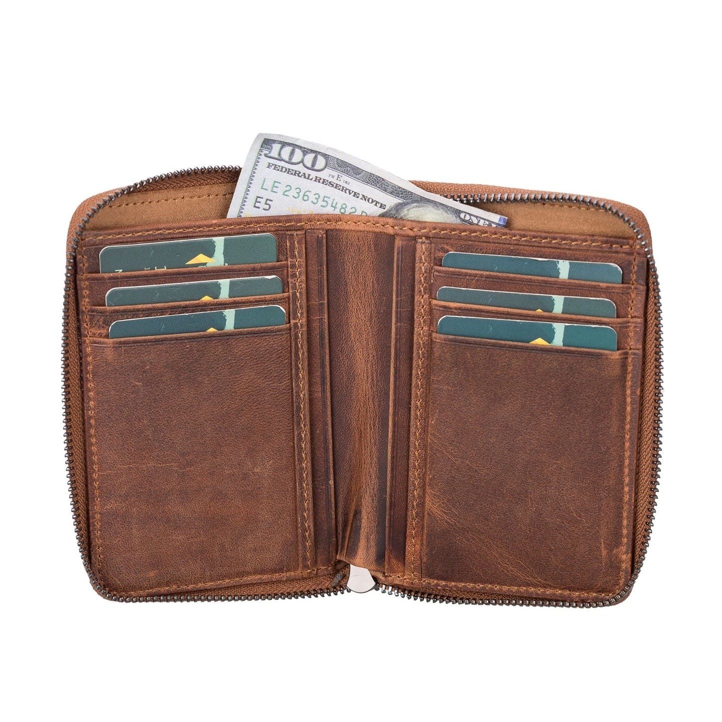 Powell Handmade Unisex Leather Wallet with Zippered Compartment - Concordia Style Boutique