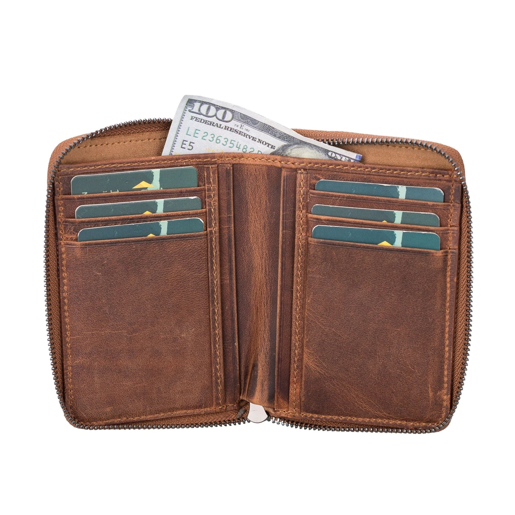 Powell Handmade Unisex Leather Wallet with Zippered Compartment - Concordia Style Boutique
