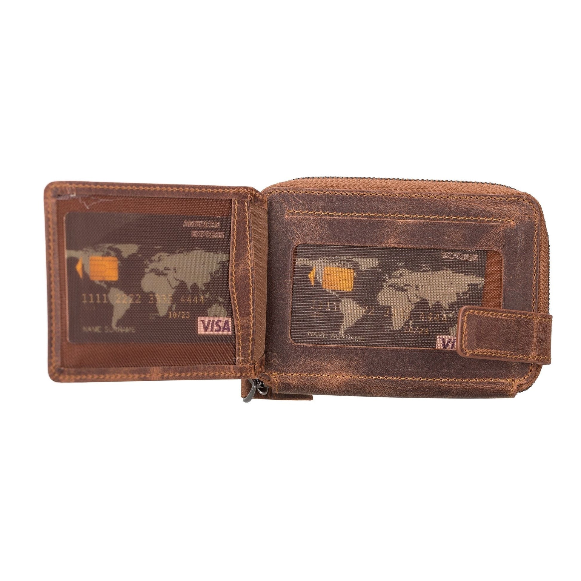 Powell Handmade Unisex Leather Wallet with Zippered Compartment - Concordia Style Boutique