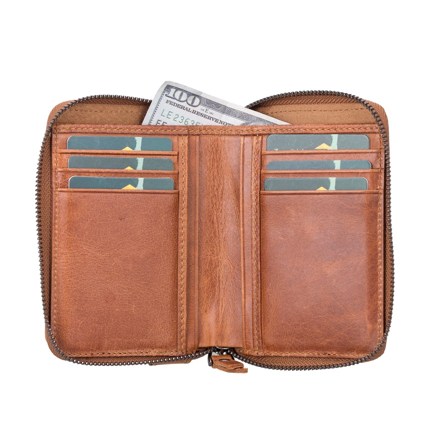 Powell Handmade Unisex Leather Wallet with Zippered Compartment - Concordia Style Boutique