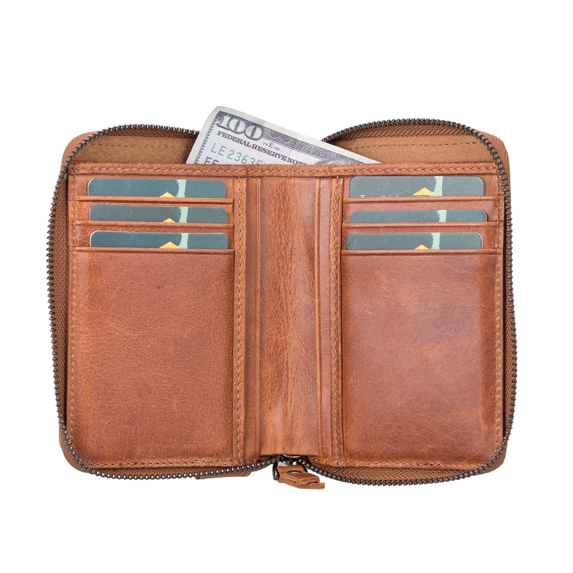 Powell Handmade Unisex Leather Wallet with Zippered Compartment - Concordia Style Boutique