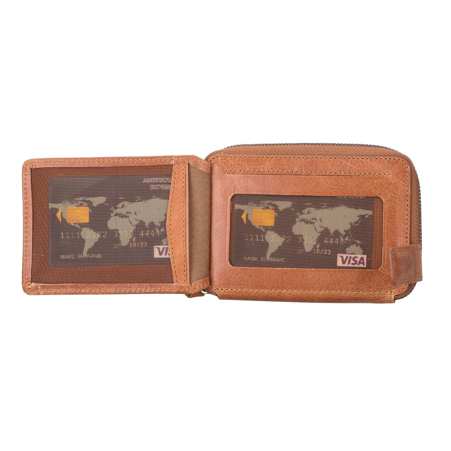 Powell Handmade Unisex Leather Wallet with Zippered Compartment - Concordia Style Boutique