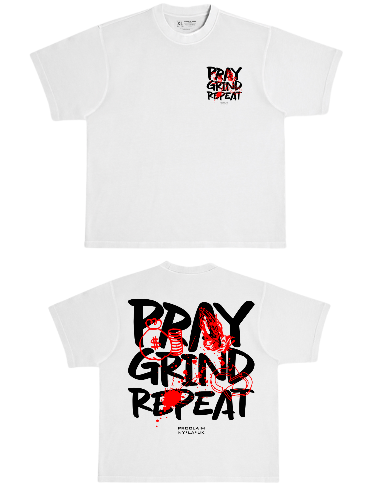 Pray Grind Repeat- Lunar White T-Shirt - Concordia Style Boutique