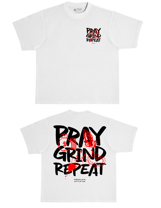 Pray Grind Repeat- Lunar White T-Shirt - Concordia Style Boutique