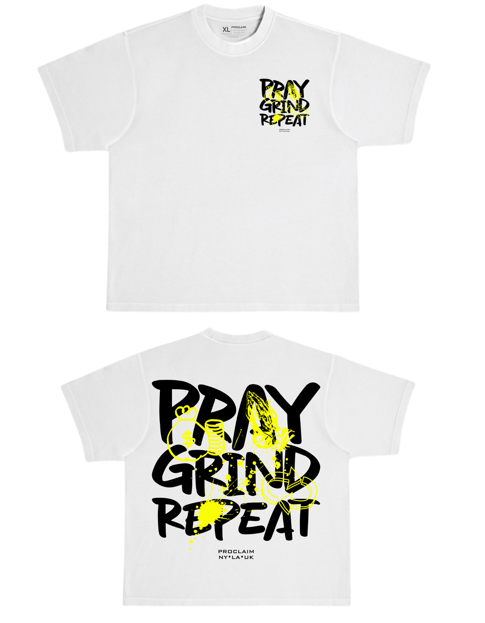 Pray Grind Repeat- Lunar White T-Shirt - Concordia Style Boutique