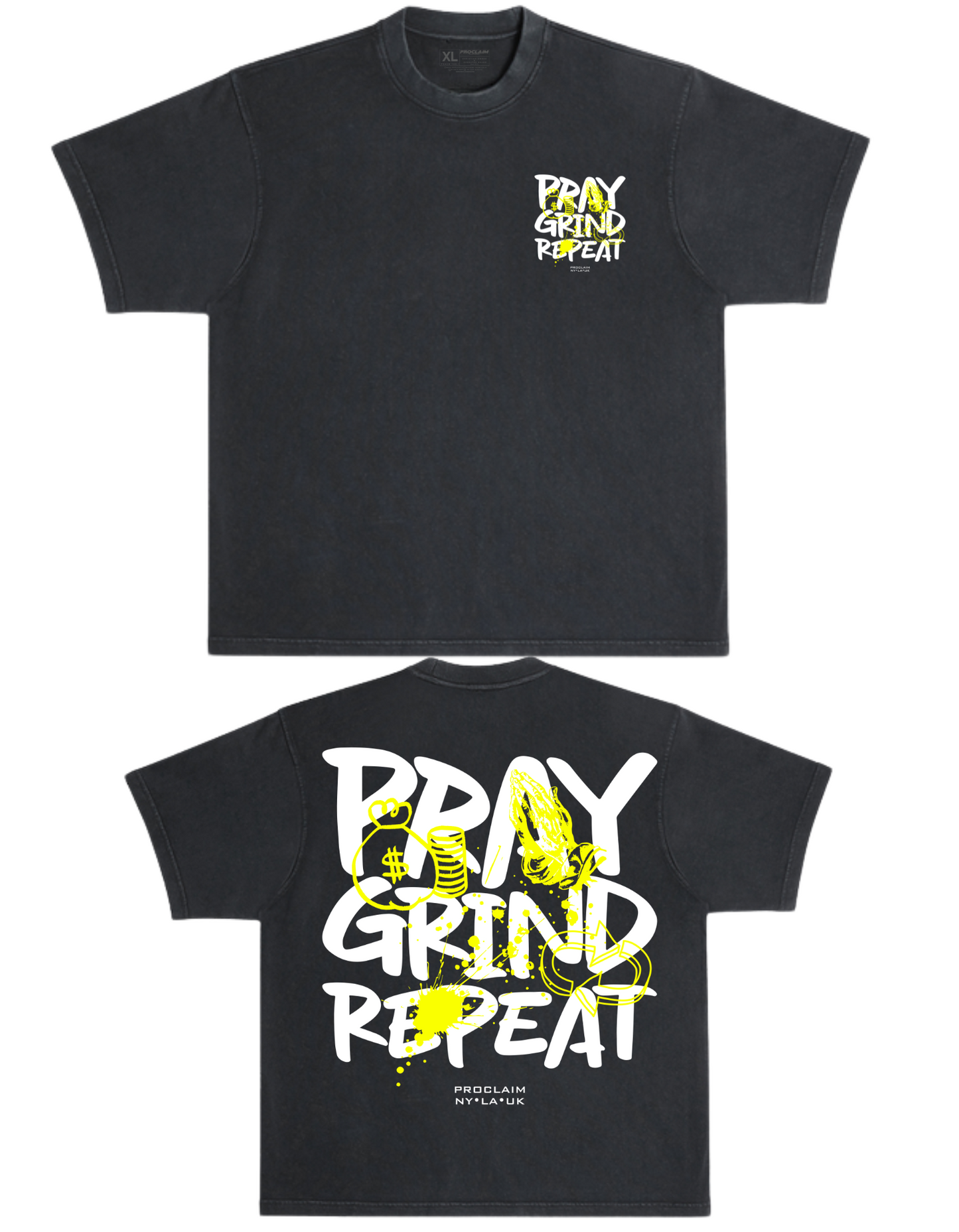 Pray Grind Repeat- Ash Grafitti T-Shirt - Concordia Style Boutique