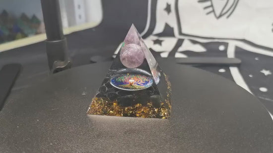 Orgonite Pyramid 60mm Amethyst Crystal Sphere With