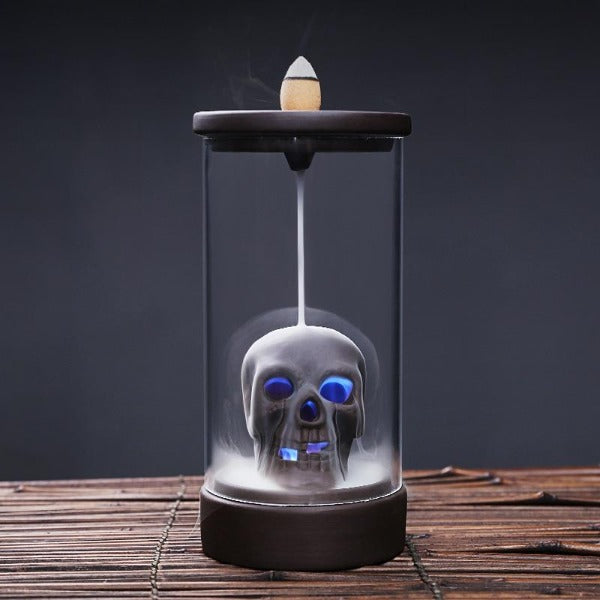 Immortal Skull Backflow Glass Incense Burner With LED