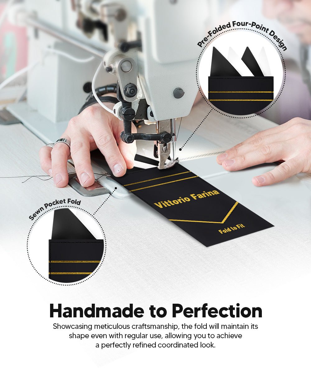 Vittorio Farina Men's Pre-Folded Pocket Square: Four-Point