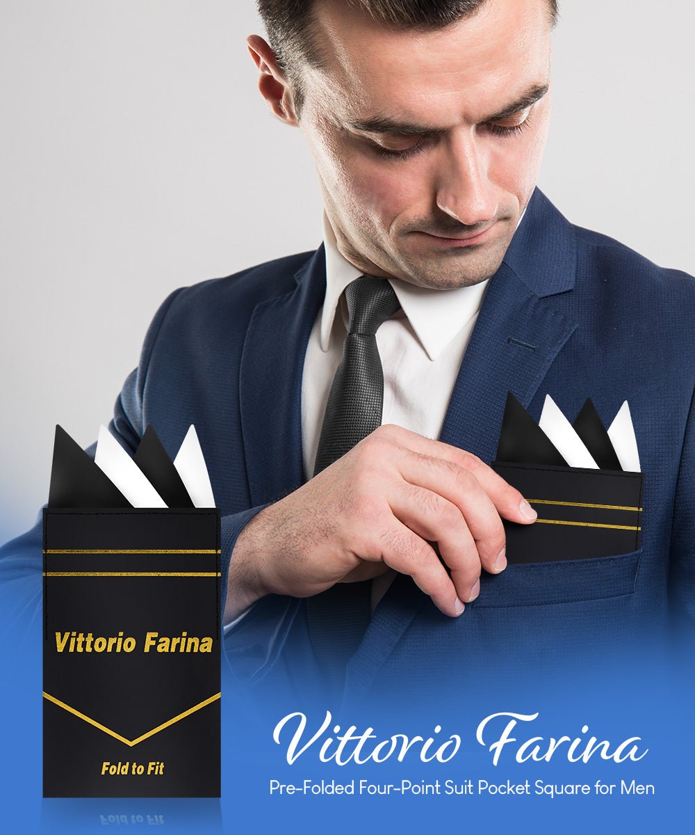 Vittorio Farina Men's Pre-Folded Pocket Square: Four-Point
