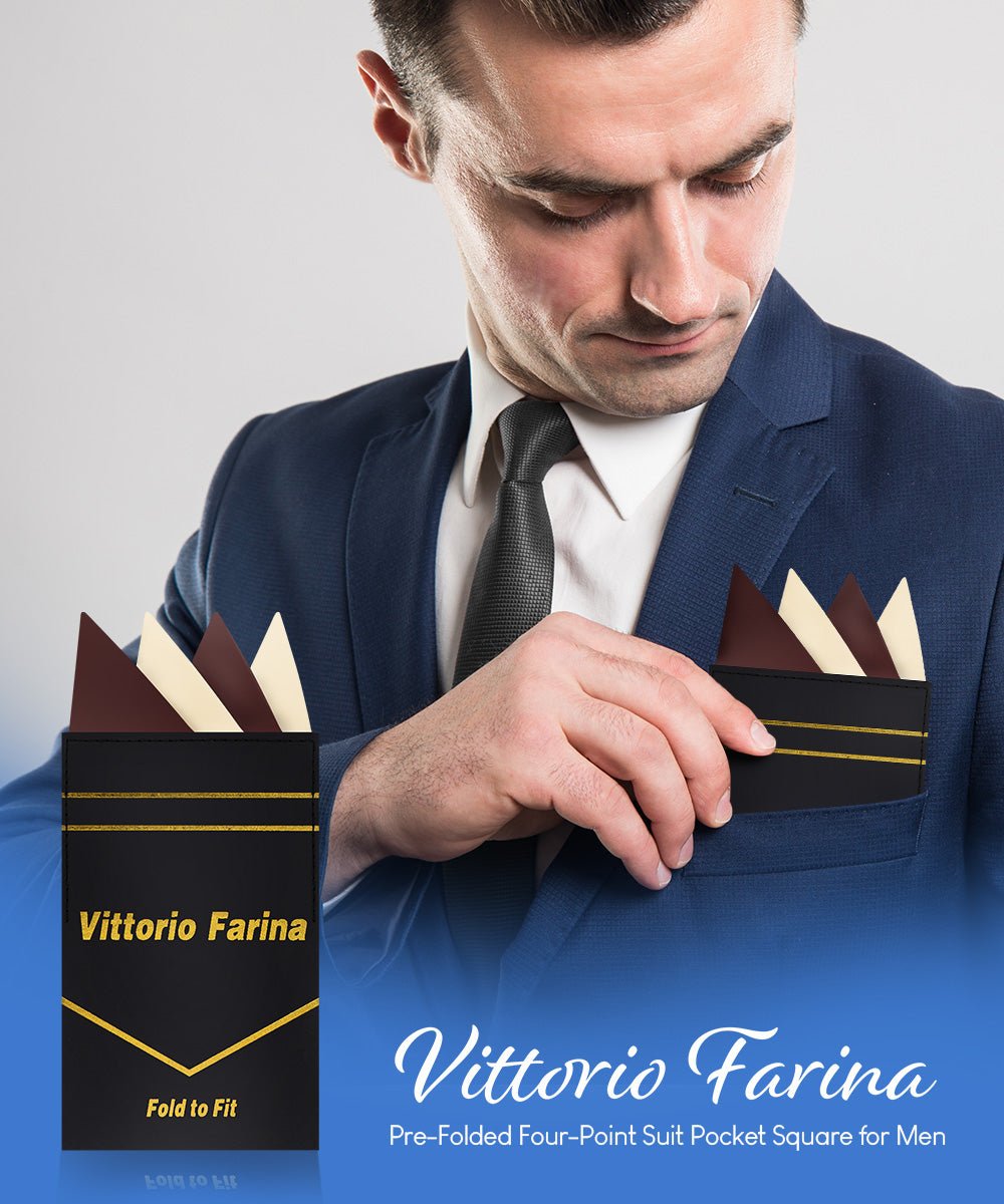 Vittorio Farina Men's Pre-Folded Pocket Square: Four-Point