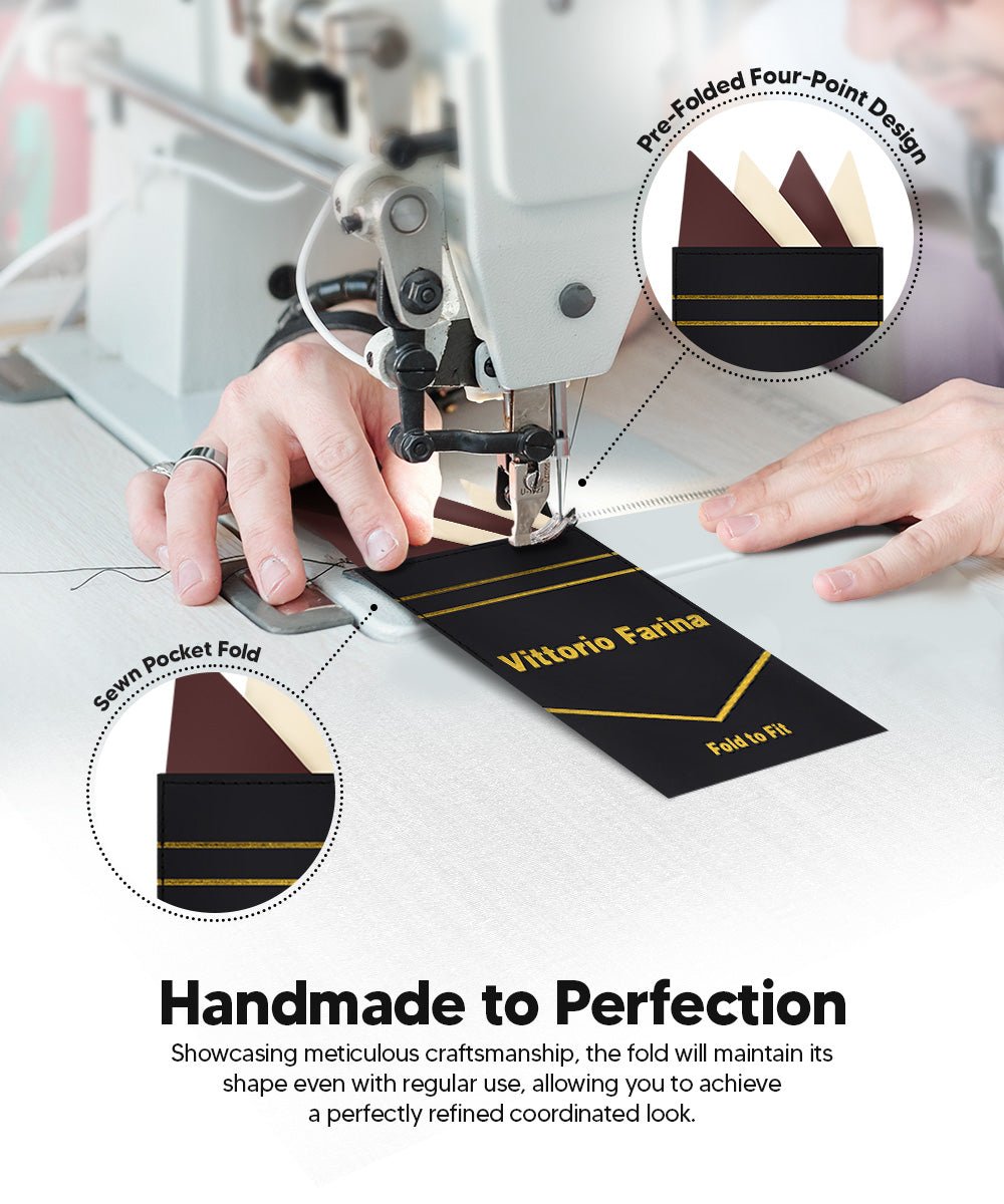 Vittorio Farina Men's Pre-Folded Pocket Square: Four-Point