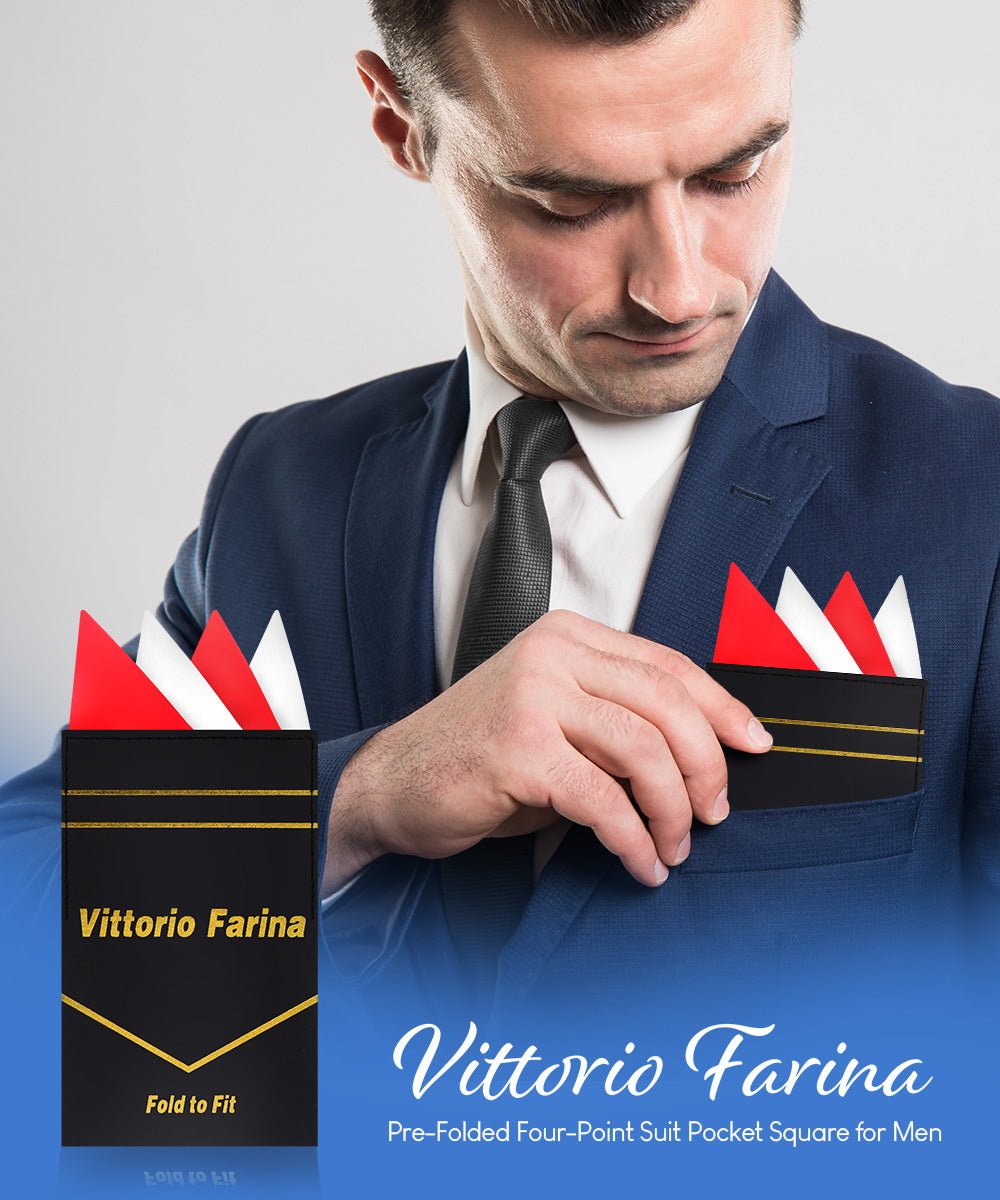 Vittorio Farina Men's Pre-Folded Pocket Square: Four-Point