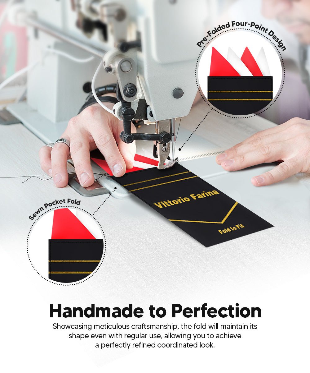 Vittorio Farina Men's Pre-Folded Pocket Square: Four-Point