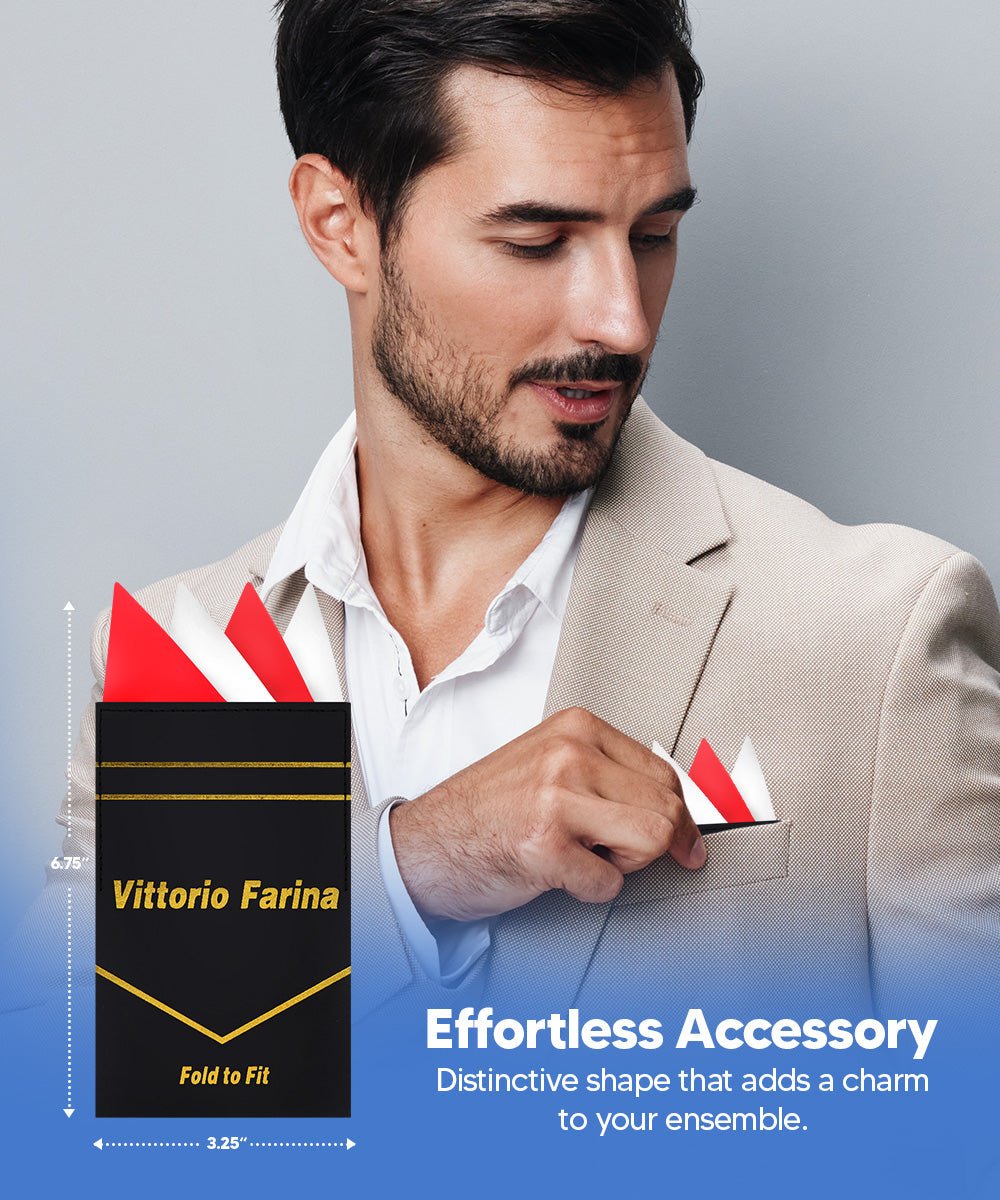 Vittorio Farina Men's Pre-Folded Pocket Square: Four-Point