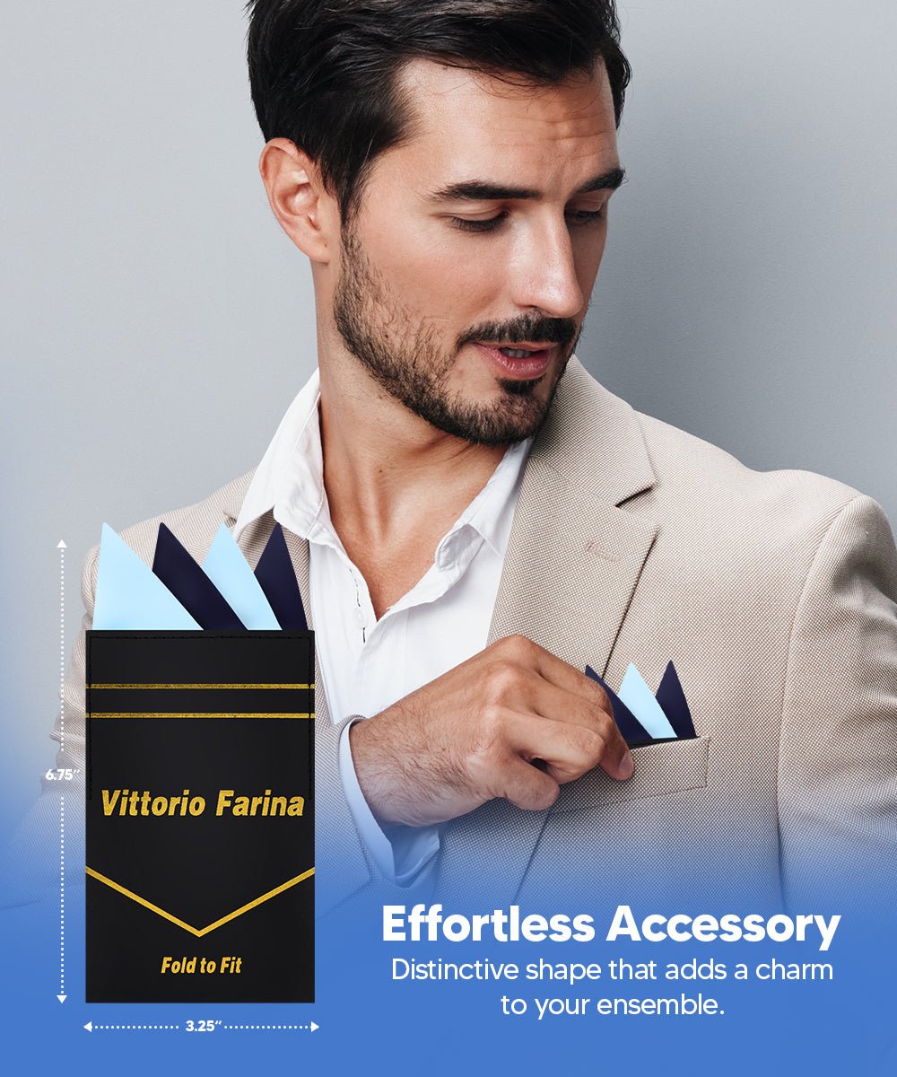 Vittorio Farina Men's Pre-Folded Pocket Square: Four-Point
