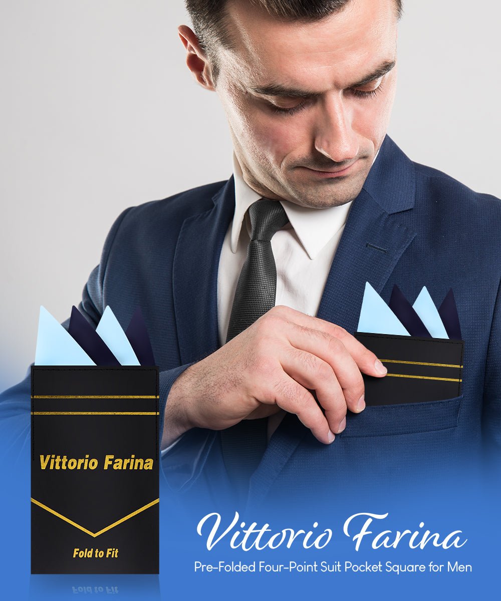 Vittorio Farina Men's Pre-Folded Pocket Square: Four-Point