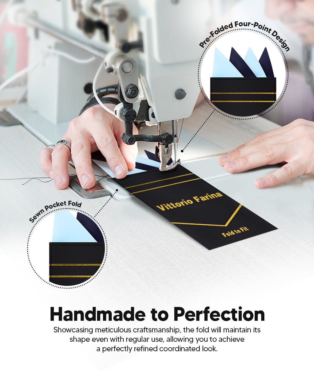 Vittorio Farina Men's Pre-Folded Pocket Square: Four-Point