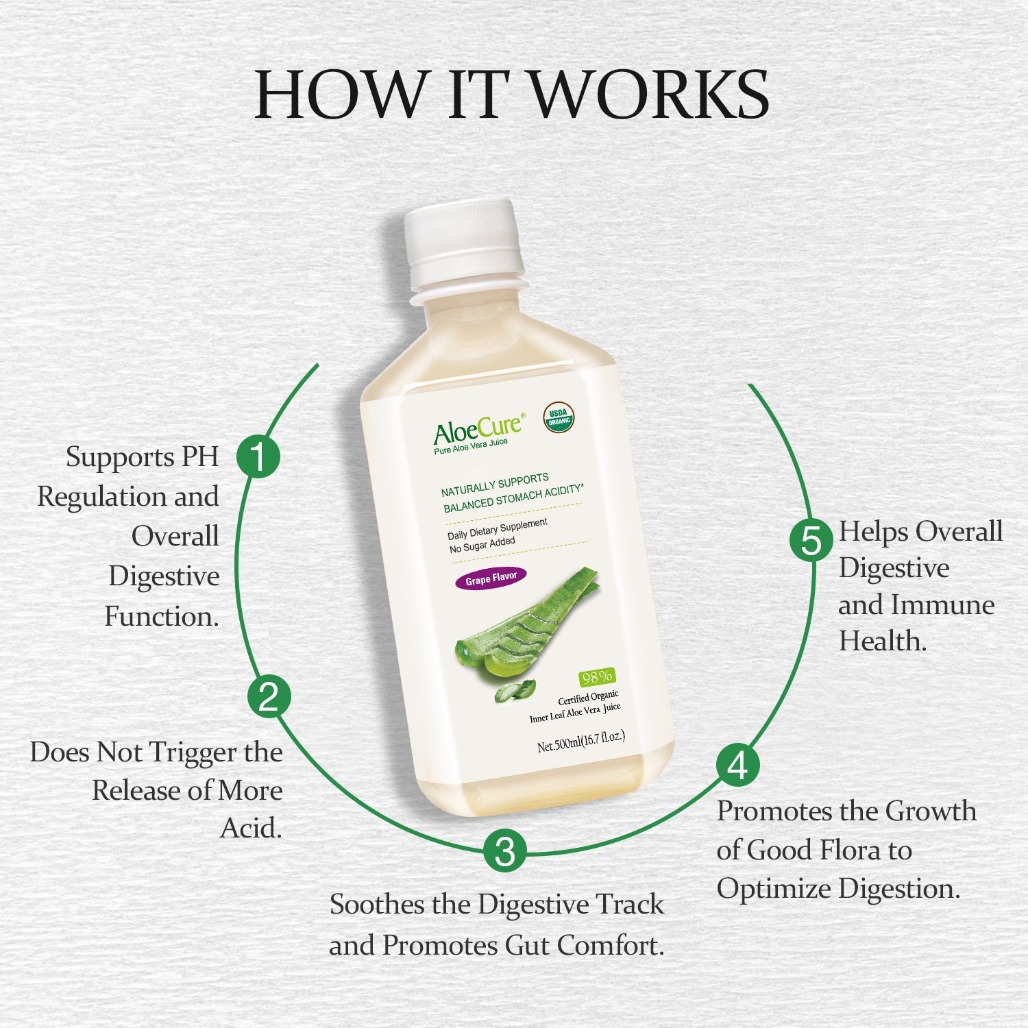 Pure Aloe Vera Juice Grape Flavor - USDA Certified Organic - Concordia Style Boutique