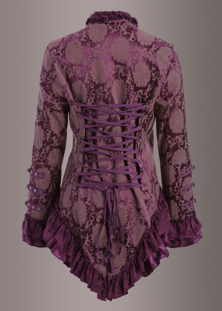 Purple Rain Victorian Jacket with Lace Embellishments - Concordia Style Boutique