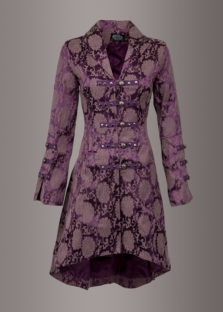Purple Gothic Coat Victorian Steampunk Jacket - Concordia Style Boutique
