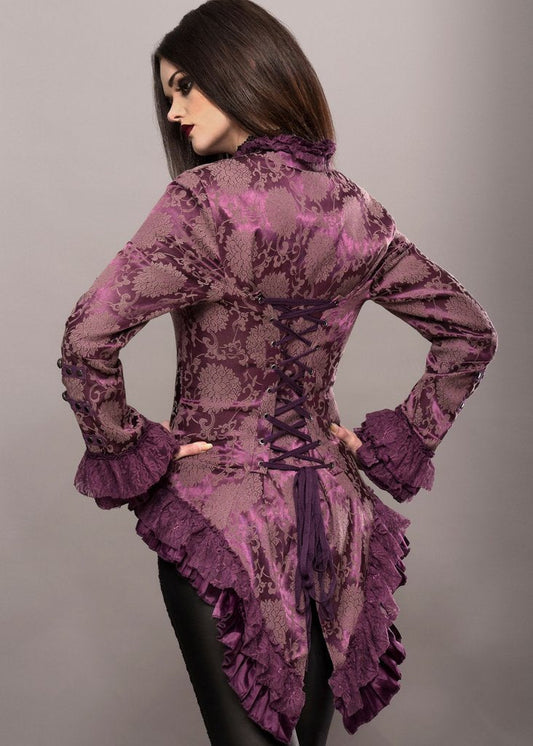Purple Rain Victorian Jacket with Lace Embellishments - Concordia Style Boutique