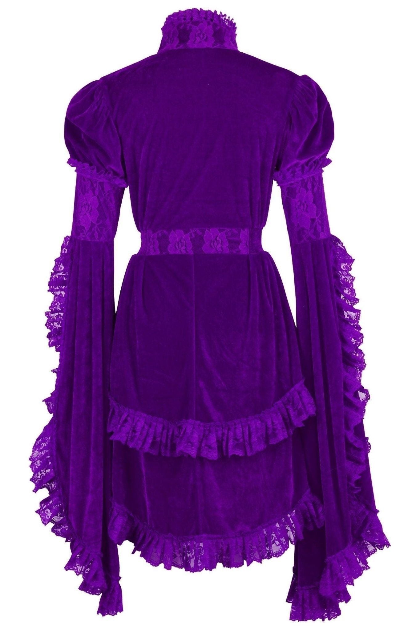 Purple Velvet & Lace Ruffled Jacket
