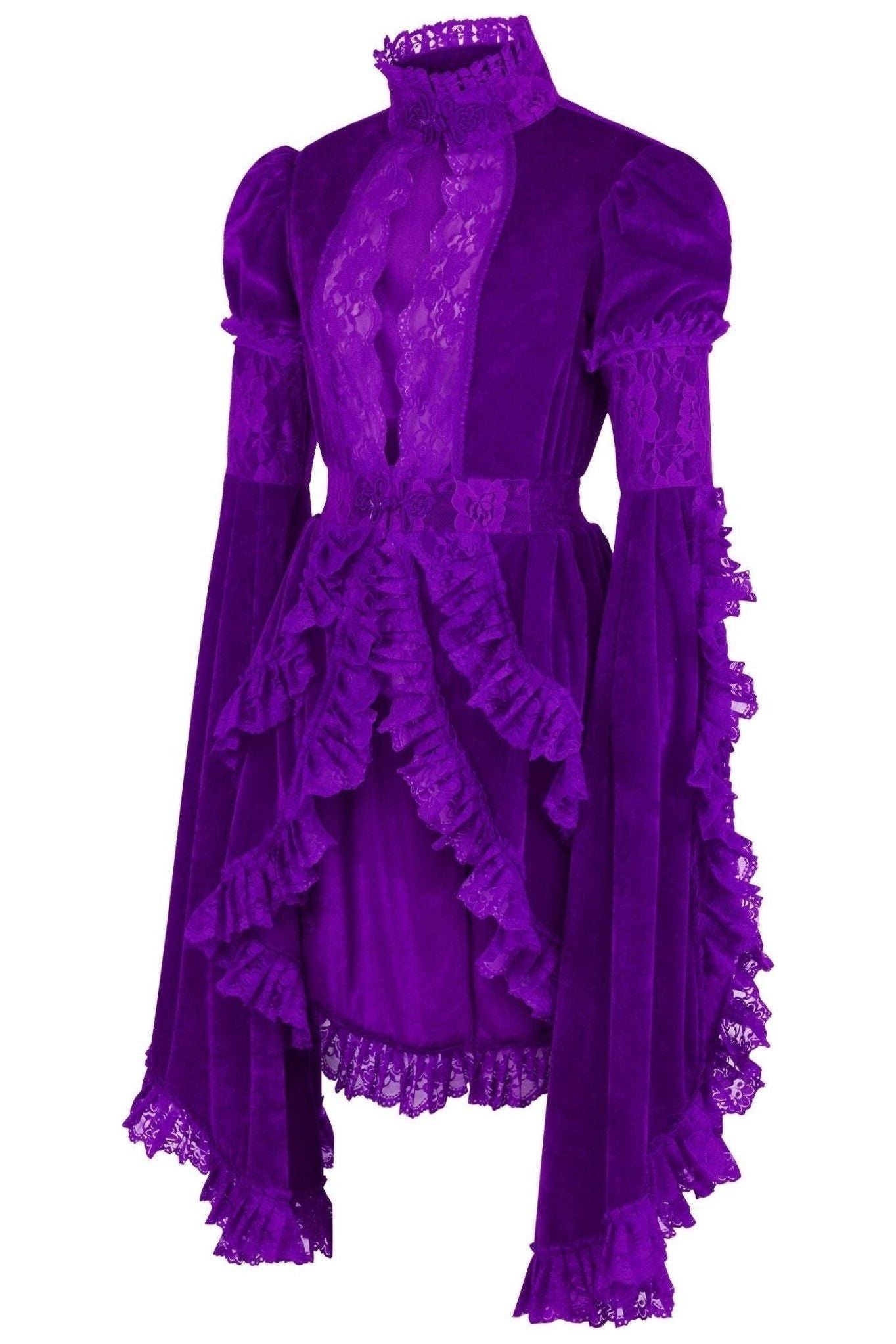 Purple Velvet & Lace Ruffled Jacket