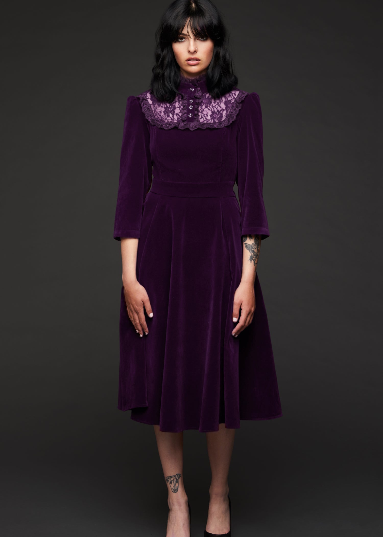 Still Loving You Purple Velvet Gothic Dress - Concordia Style Boutique