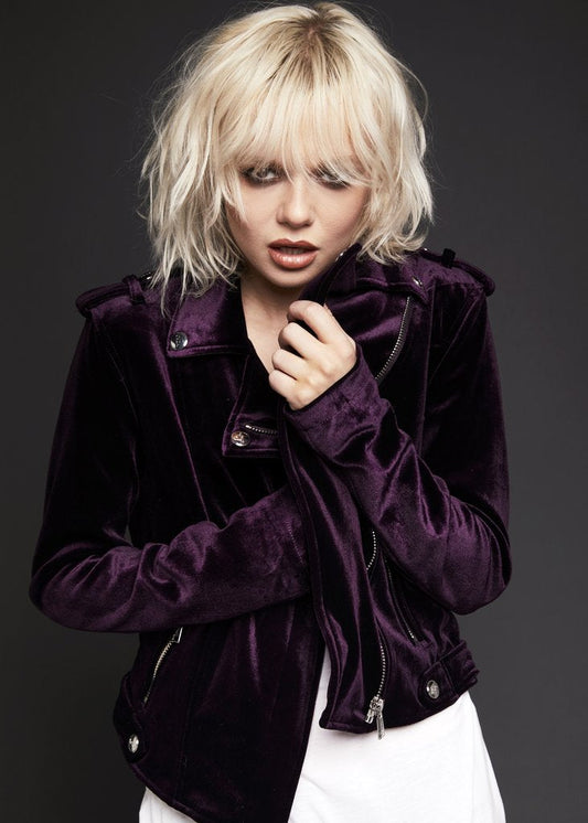 The Purple One Velvet Moto Jacket - Concordia Style Boutique