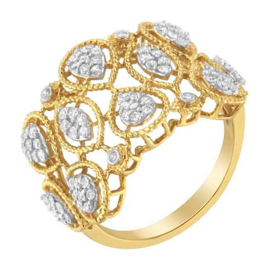 *1 Left* 14K Yellow Gold Diamond Art Deco Ring (1/2 Cttw, H-I Color, I1 Clarity) - Concordia Style Boutique