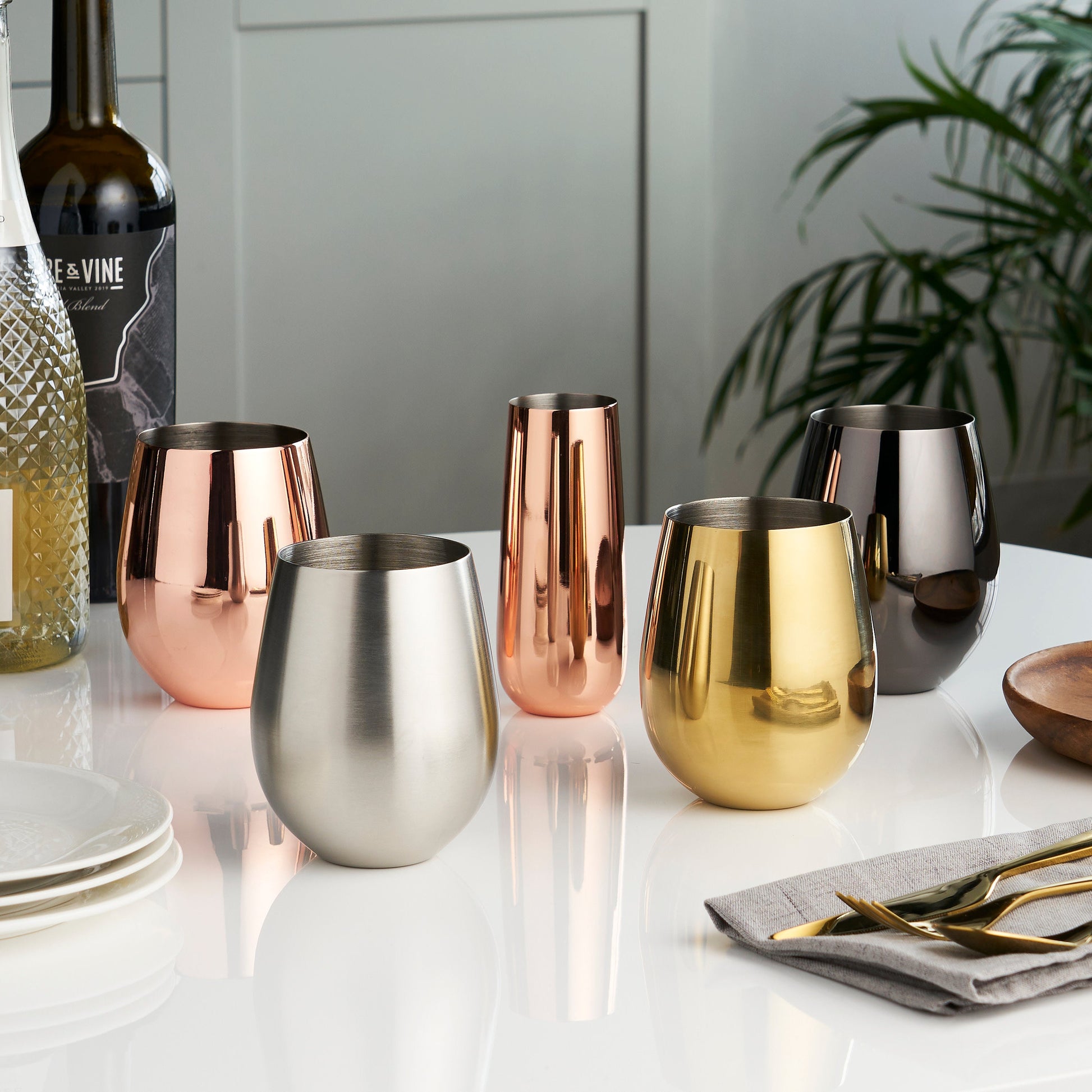 Stainless Steel Stemless Wine Glasses in Gunmetal Set of 2 - Premium Drinkware from Viski - Just $42.99! Shop now at Concordia Style Boutique