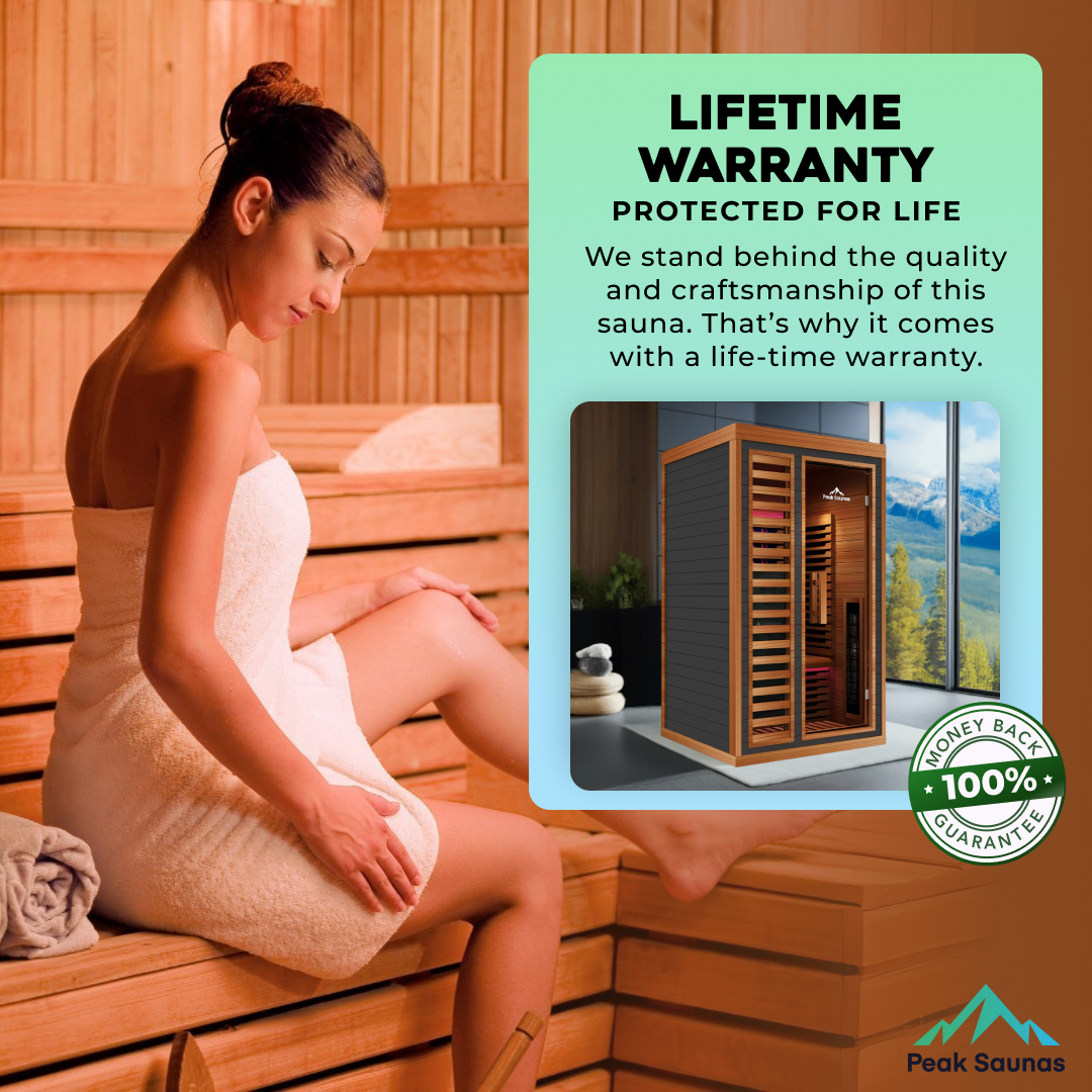 Peak Saunas Rainier 1-Person Full Spectrum Infrared Sauna with XL Medical-Grade Red Light Therapy & Smart WiFi App Control - Concordia Style Boutique