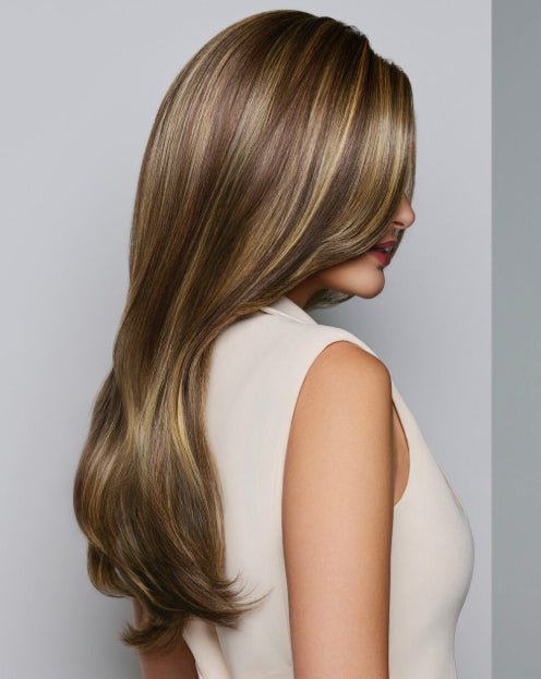 Raquel Welch Sheer Luxury Collection, Feature Length Long Layered Wig with Feather Lite Fiber Luxlite Cap Ll, Average, RL17/23SS Iced Latte Macchiato