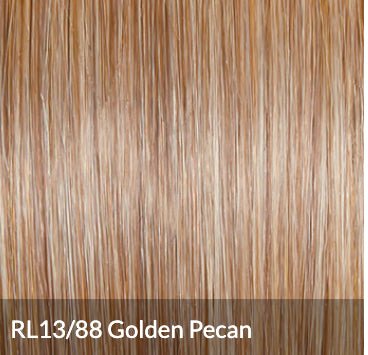 Raquel Welch Sheer Luxury Collection, Showrunner Mid-Length Layered Wig with Feather Lite Fiber Luxlite Cap Ll, Average RL13/88 golden pecan