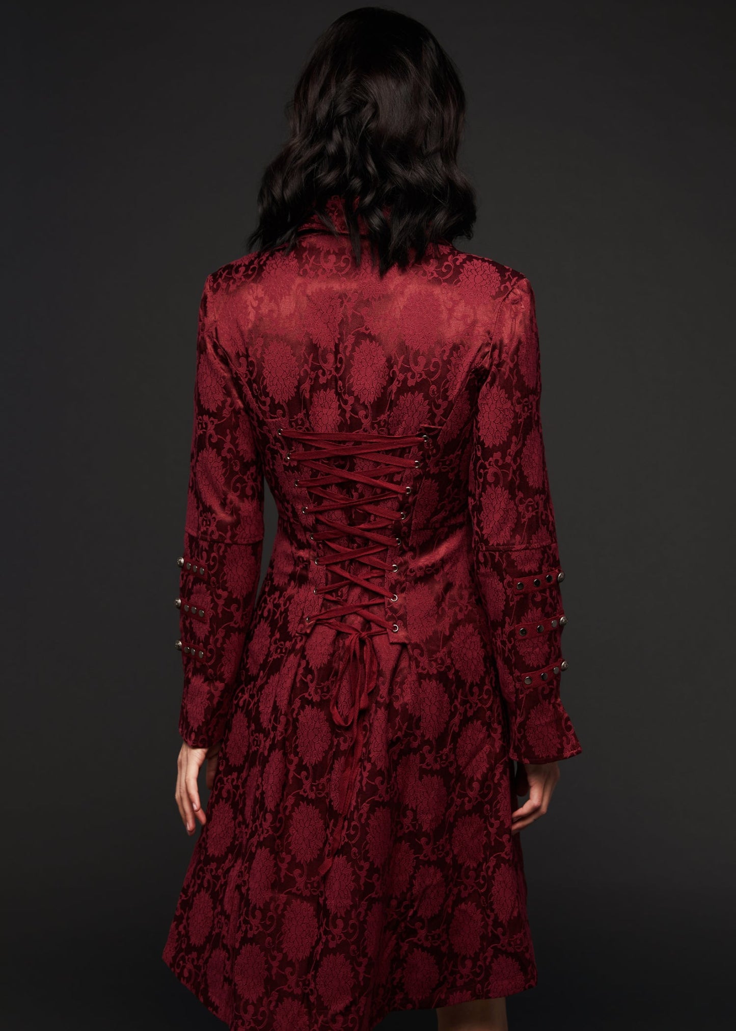 Red Gothic Coat Victorian Steampunk Jacket - Concordia Style Boutique