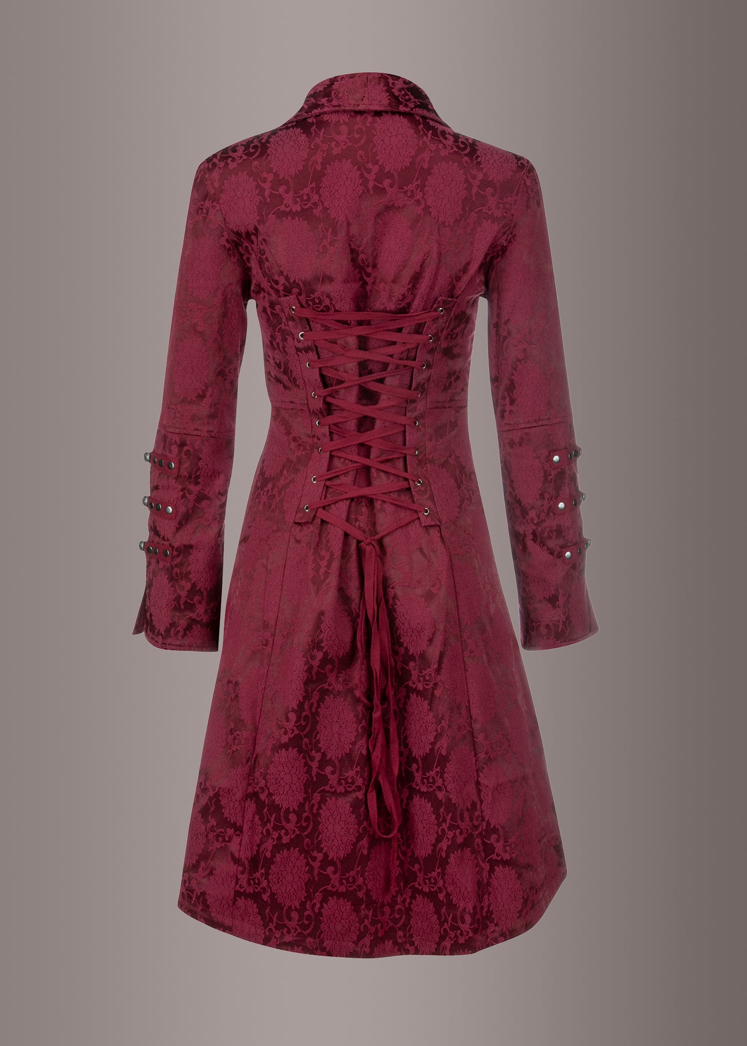 Red Gothic Coat Victorian Steampunk Jacket - Concordia Style Boutique