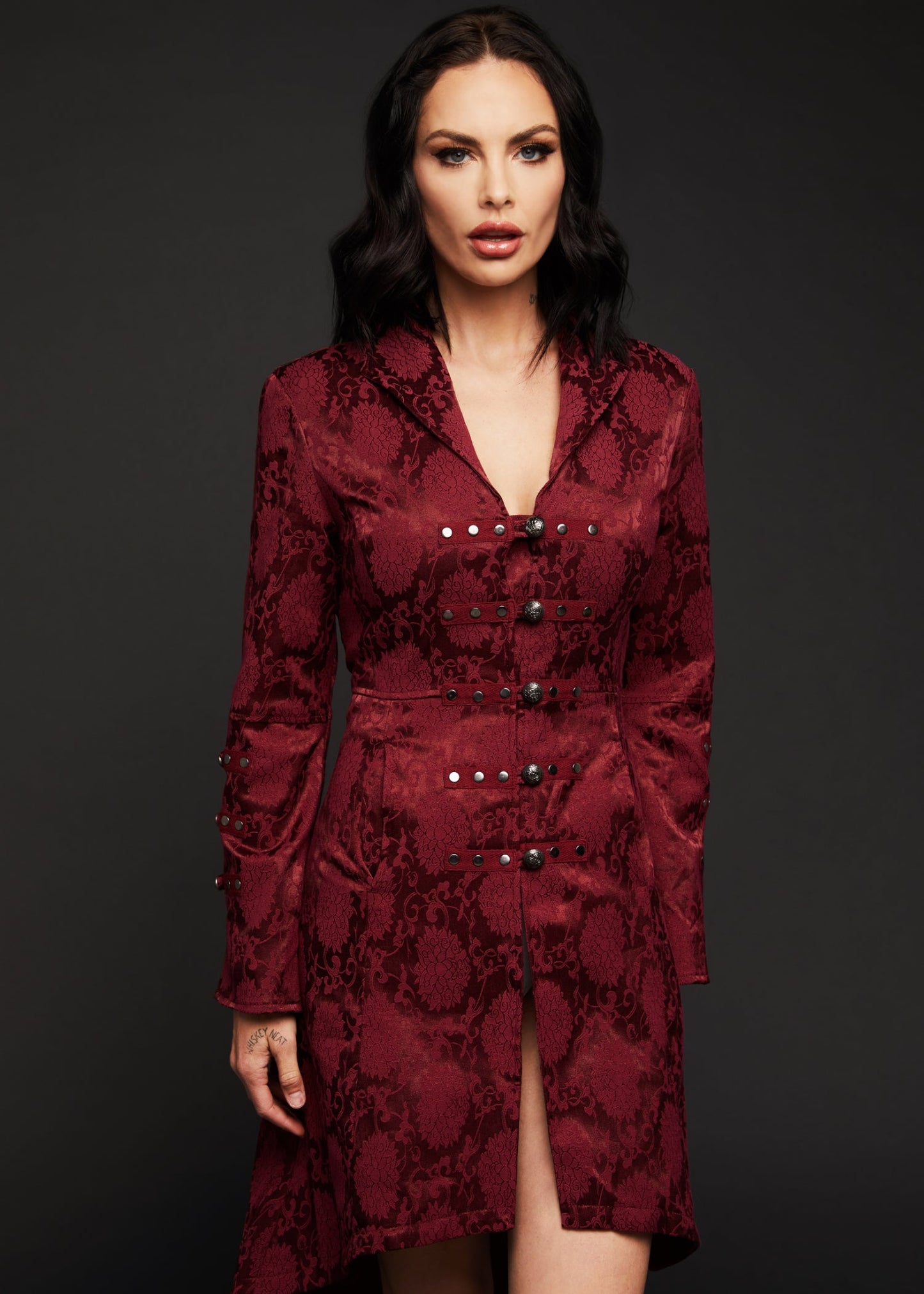 Red Gothic Coat Victorian Steampunk Jacket - Concordia Style Boutique
