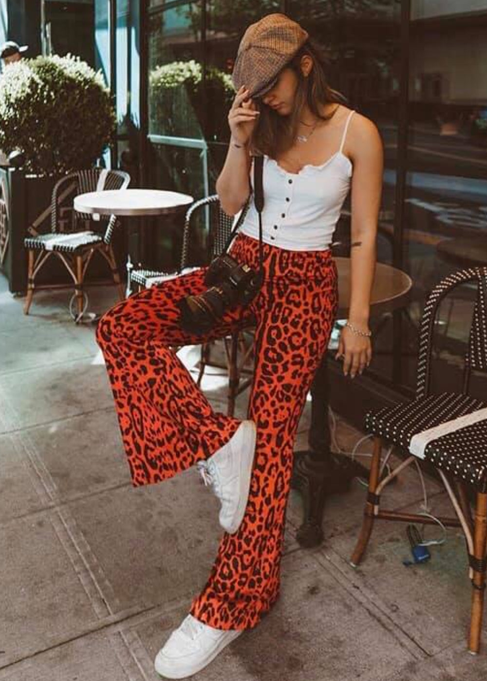 Red Leopard Animal Print Flare Pants Bell Bottoms - Concordia Style Boutique