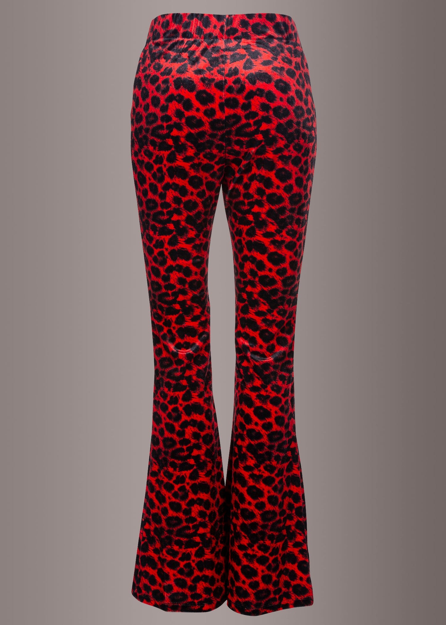 Rock Steady Red Leopard Animal Print Velvet Flare Pants Bell Bottoms - Concordia Style Boutique