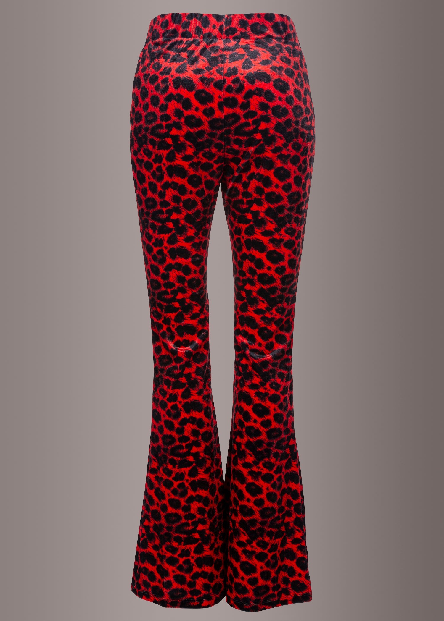 Rock Steady Red Leopard Animal Print Velvet Flare Pants Bell Bottoms - Concordia Style Boutique