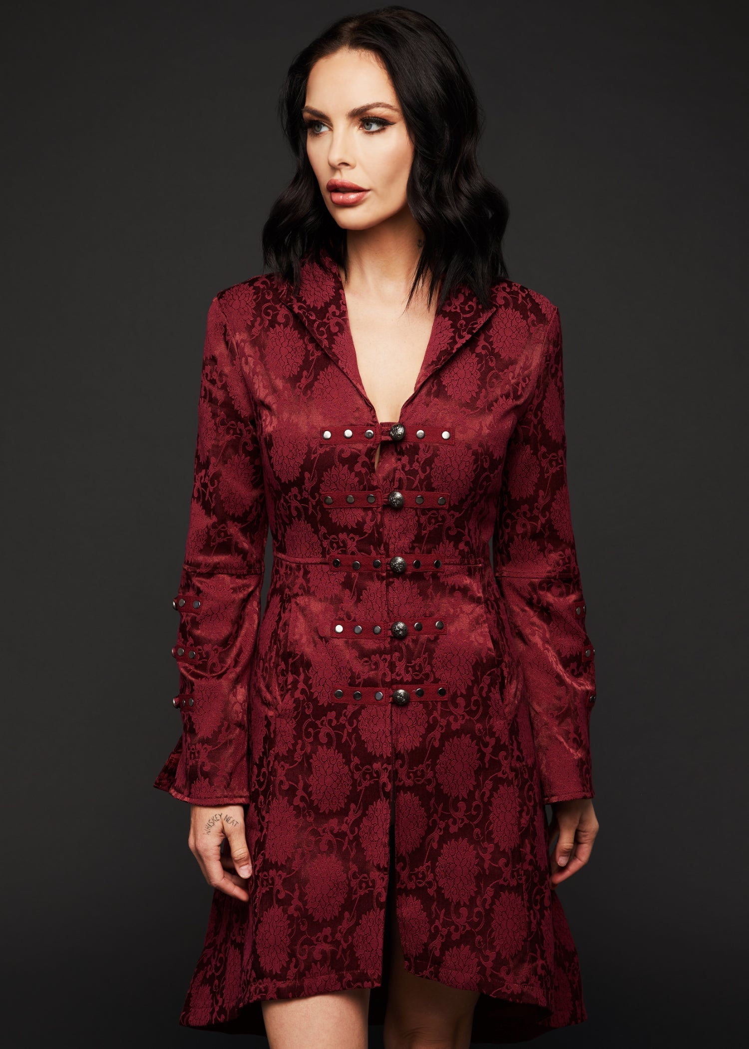Red Gothic Coat Victorian Steampunk Jacket - Concordia Style Boutique