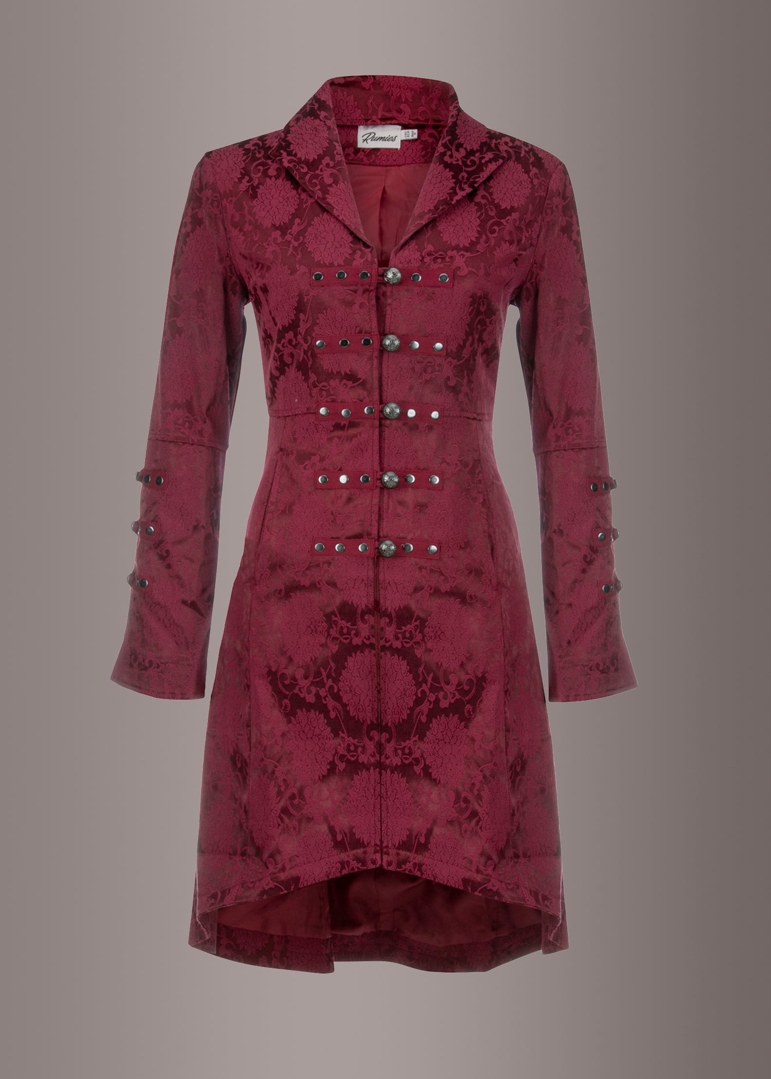Red Gothic Coat Victorian Steampunk Jacket - Concordia Style Boutique