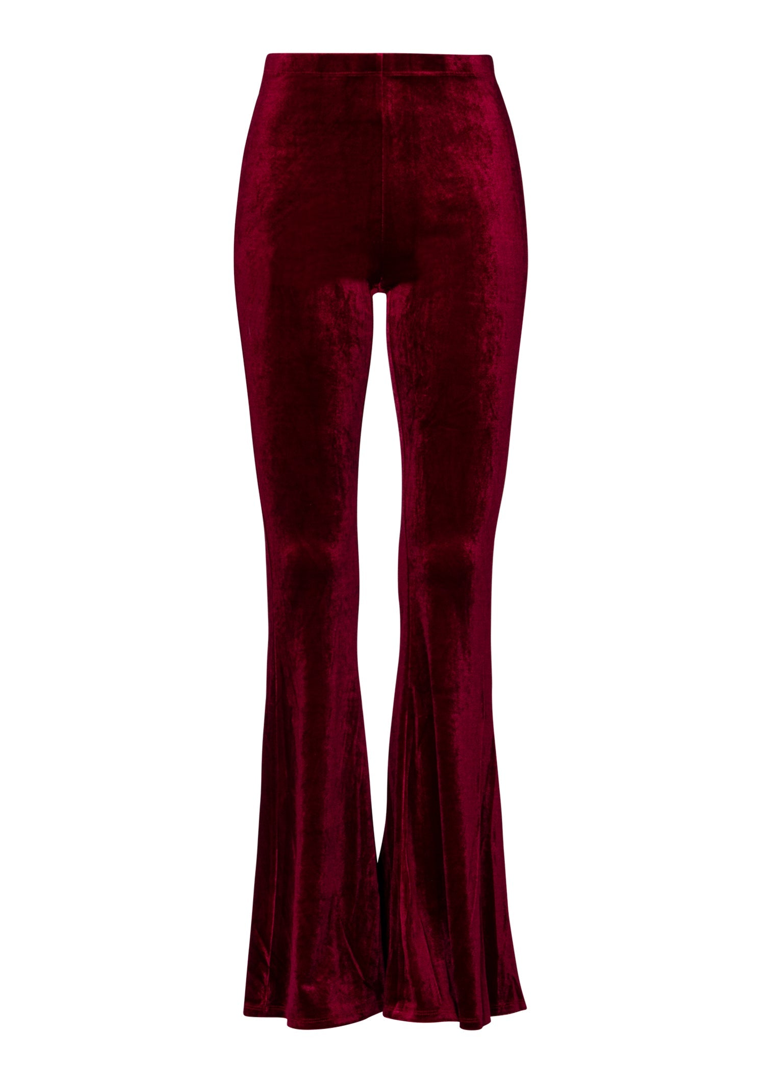 Burgundy Red Velvet Bell Bottom Flare Pants - Concordia Style Boutique