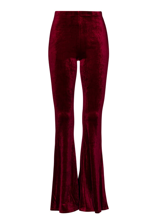 Burgundy Red Velvet Bell Bottom Flare Pants - Concordia Style Boutique